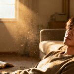 Person slumped on couch, unmotivated.